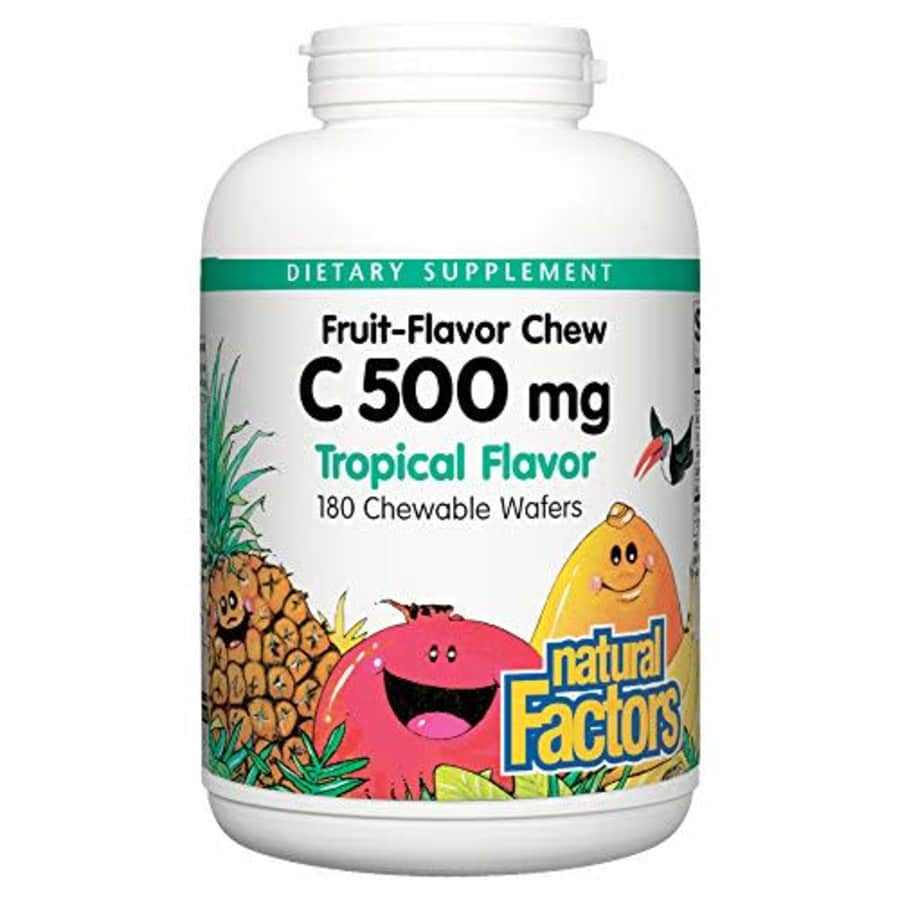 Natural Factors, Vitamin C 500 mg, Kids Chewable, Jungle Juice, Vegan, Non-GMO, 180 wafers (180 for $19