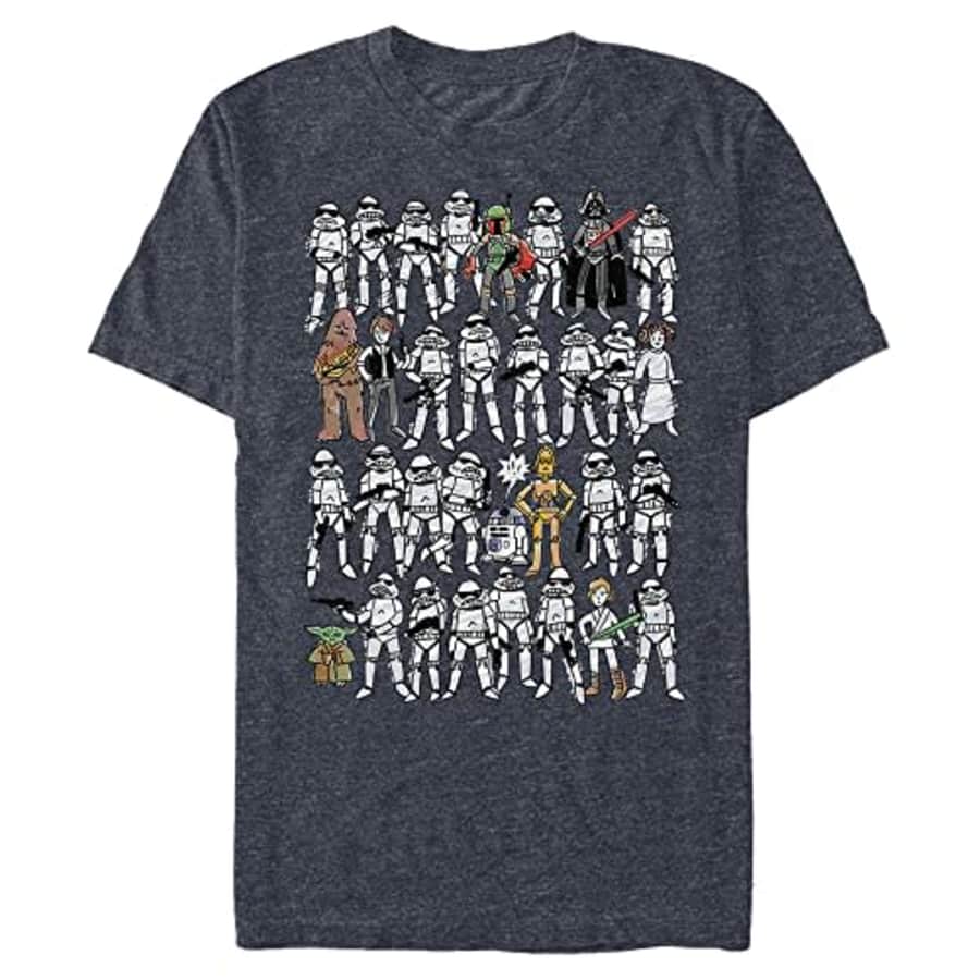 STAR WARS Big & Tall Sketches Men's Tops Short Sleeve Tee Shirt, Navy Blue Heather, 4X-Large for $16