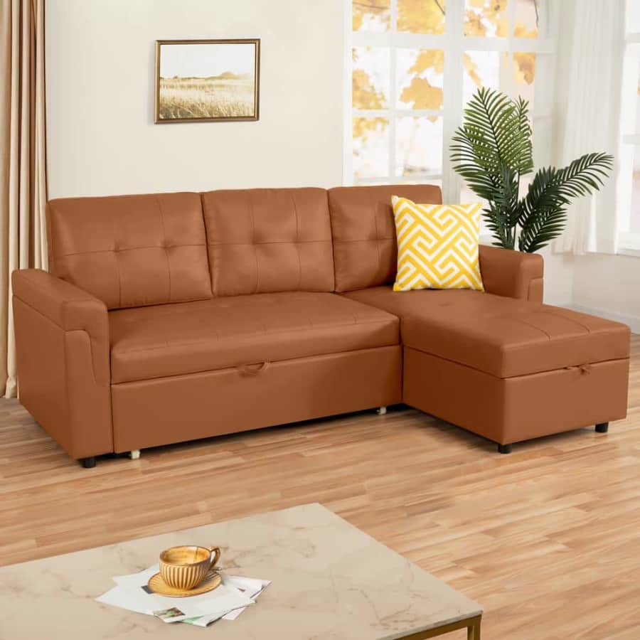 Homestock Reversible Sleeper Sectional Sofa for $328 Homestock Reversible Sleeper Sectional Sofa for $328