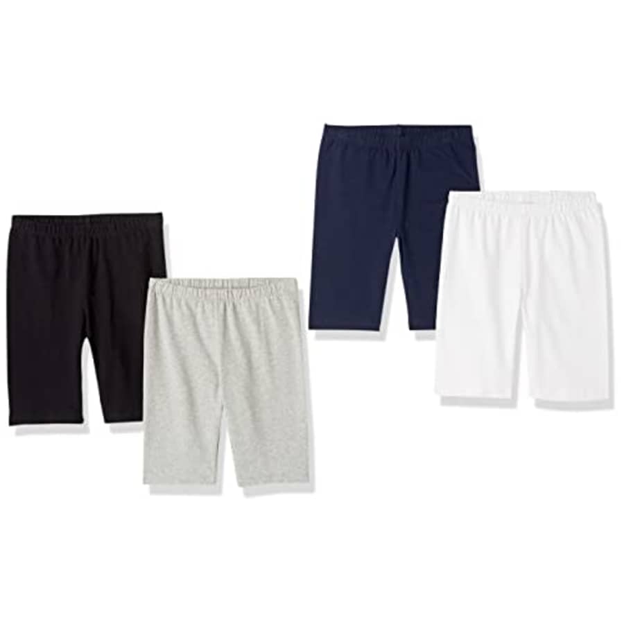 The Children's Place Girls' Mix and Match Bike Shorts, Black/H/T Grey/Tidal/White 4 Pack, XX-Large for $23