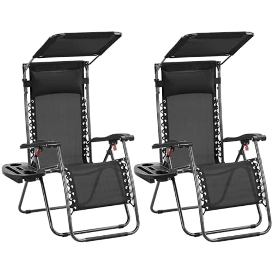 Yaheetech Outdoor Zero Gravity Chair Foldable Recliner Adjustable Patio Lounge w/Canopy Shade, Side for $104 Yaheetech Outdoor Zero Gravity Chair Foldable Recliner Adjustable Patio Lounge w/Canopy Shade, Side for $104