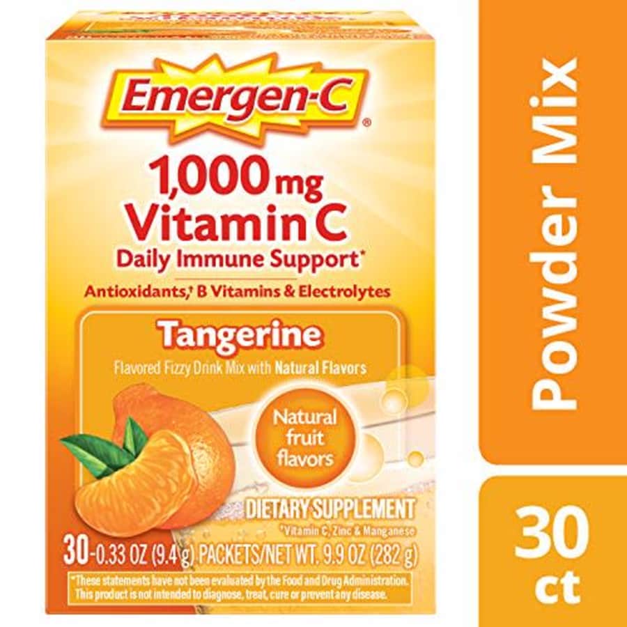 Emergen-C Vitamin C 1000mg Powder (30 Count, Tangerine Flavor, 1 Month Supply), With Antioxidants, for $12 Emergen-C Vitamin C 1000mg Powder (30 Count, Tangerine Flavor, 1 Month Supply), With Antioxidants, for $12