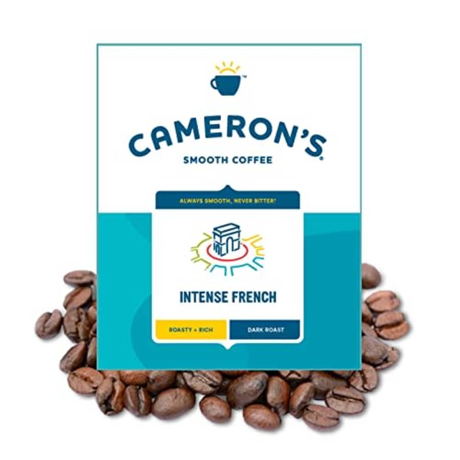 Cameron's Coffee Intense French Whole Bean Coffee, Dark Roast, 100% Arabica, Bulk, 4-Pound Bag, for $67 Cameron's Coffee Intense French Whole Bean Coffee, Dark Roast, 100% Arabica, Bulk, 4-Pound Bag, for $67