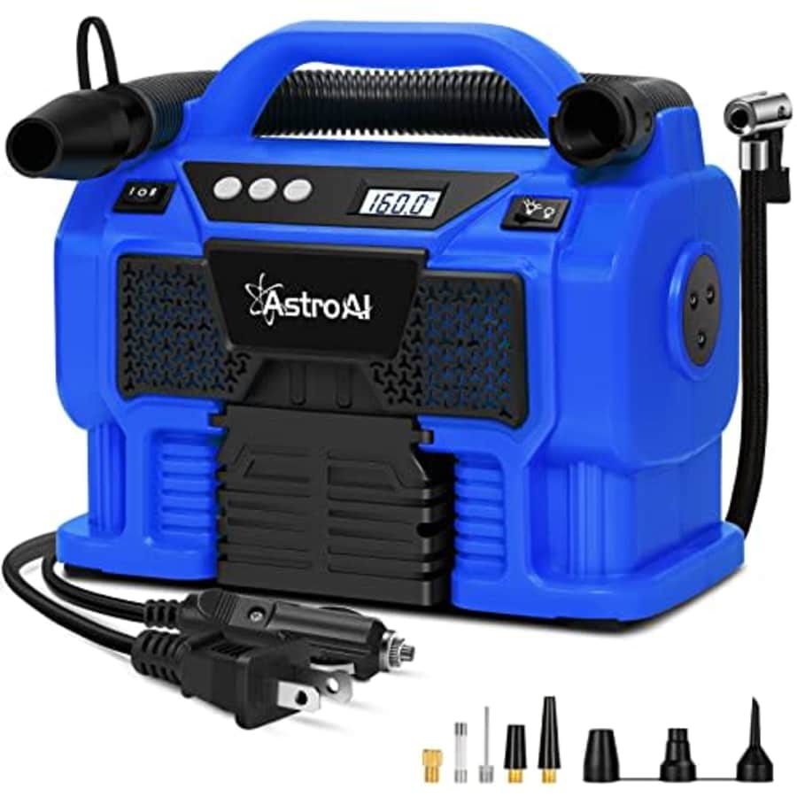 AstroAI Tire Inflator Air Compressor Portable Cordless Car Tire Pump 160 PSI 3 Power Supply 12V DC for $70 AstroAI Tire Inflator Air Compressor Portable Cordless Car Tire Pump 160 PSI 3 Power Supply 12V DC for $70