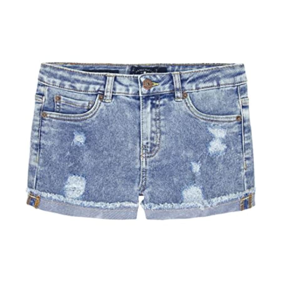Lucky Brand Girls' 5-Pocket Cuffed Stretch Denim Shorts, Acid Wash 22, 10 for $21