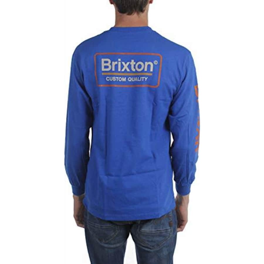 Brixton Men's Palmer II Standard FIT Long Sleeve T-Shirt, Royal, S for $19