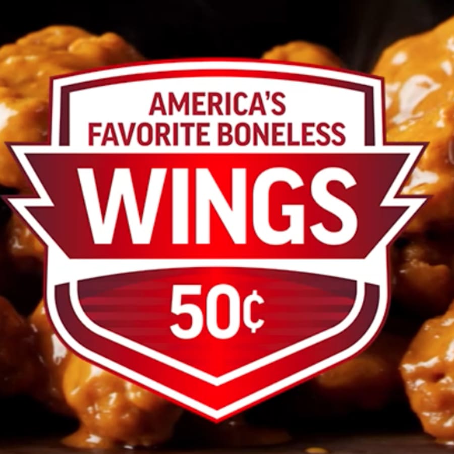 Applebee's Boneless Wings: 50 cents each Applebee's Boneless Wings: 50 cents each
