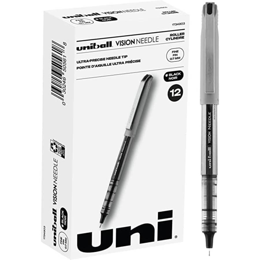 uni-ball Vision Needle Rollerball 0.7mm Fine Point Pen 12-Pack for $8.45 via Sub & Save uni-ball Vision Needle Rollerball 0.7mm Fine Point Pen 12-Pack for $8.45 via Sub & Save