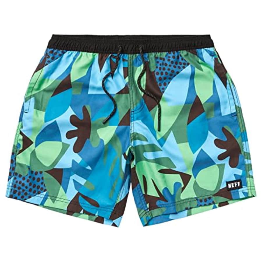NEFF Men's Standard Daily Hot Tub Board Shorts for Swimming, Blue/Black/Green, 2X for $14