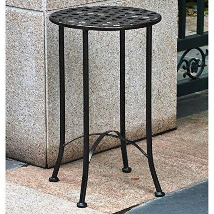 International Caravan 16 in. Iron Patio Side Table (Antique Black) for $65