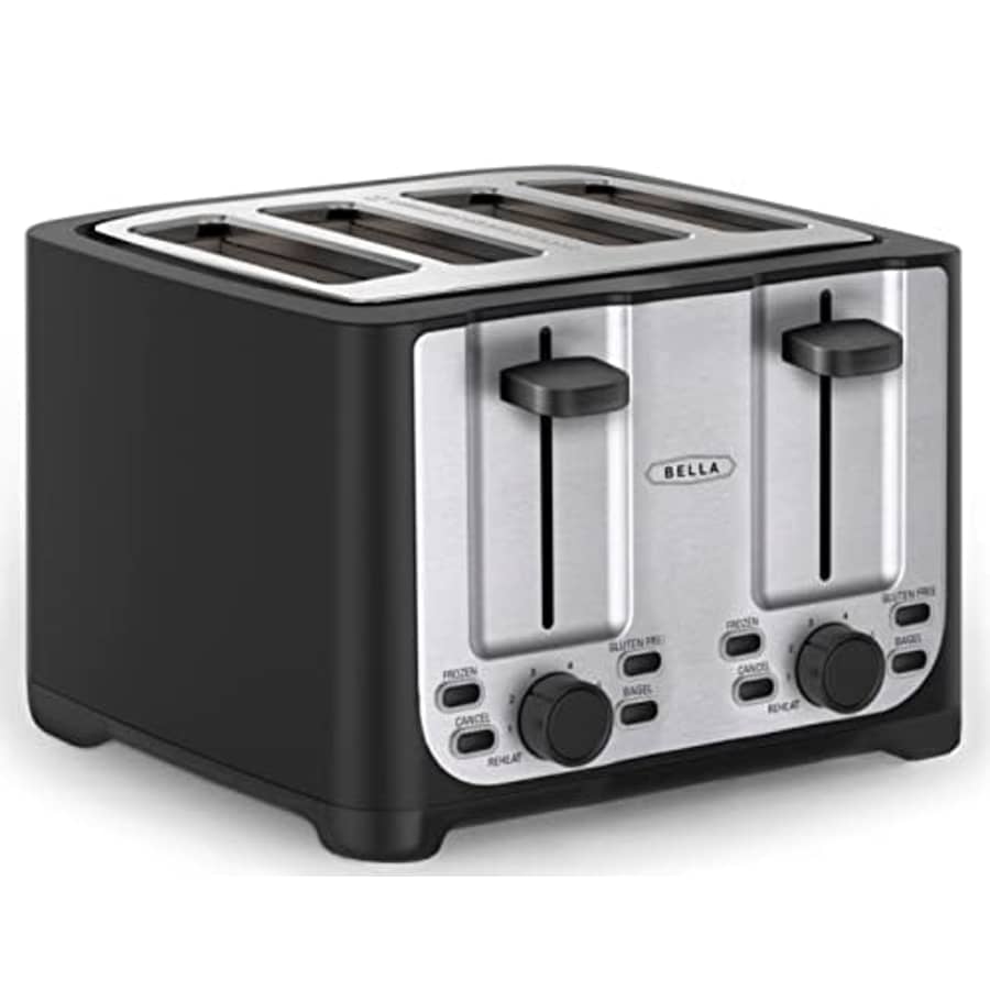 BELLA 4 Slice Toaster with Auto Shut Off - Extra Wide Slots & Removable Crumb Tray and Cancel, for $39