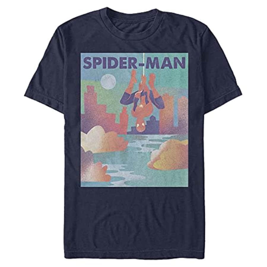 Marvel Men's Universe City Scene T-Shirt, Navy Blue, X-Large for $19