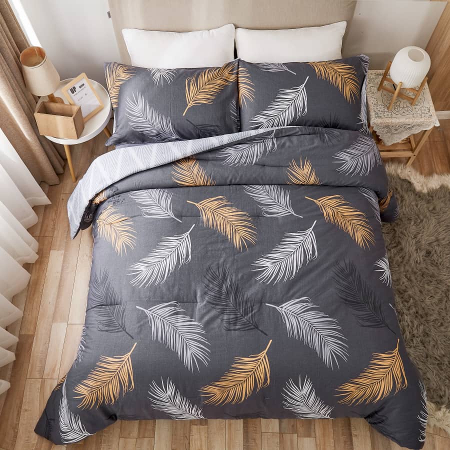 Peach Leaf 3-Piece Full/Queen Comforter Set for $40