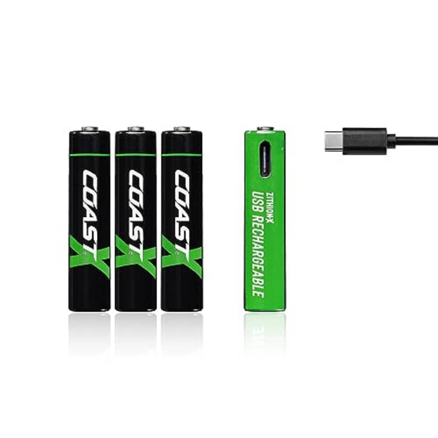 Coast AAA USB-C Rechargeable Batteries, ZITHION-X, Lithium Ion 1.5v 750 mAh, Long Lasting, Charges for $30 Coast AAA USB-C Rechargeable Batteries, ZITHION-X, Lithium Ion 1.5v 750 mAh, Long Lasting, Charges for $30