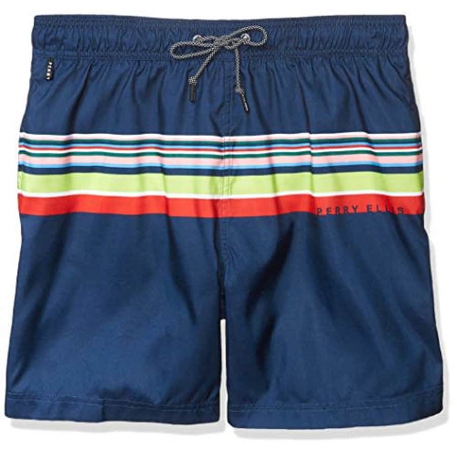 Perry Ellis Men's Printed Water Resistant Swim Shorts, Ink, X Large for $24
