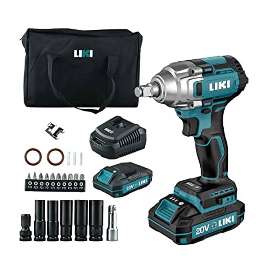 Liki 1/2" Cordless Impact Wrench Kit for $50