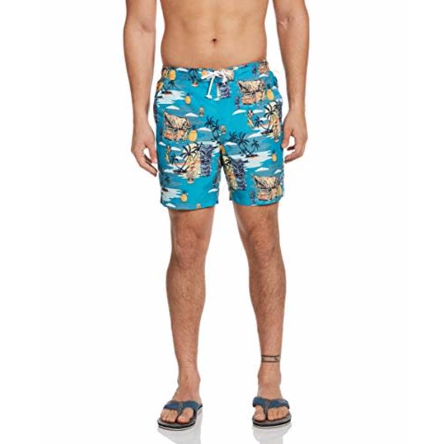 Original Penguin Men's Printed Elastic Waist Volley Swim Short, Caribbean sea Tiki bar, X Large for $32 Original Penguin Men's Printed Elastic Waist Volley Swim Short, Caribbean sea Tiki bar, X Large for $32