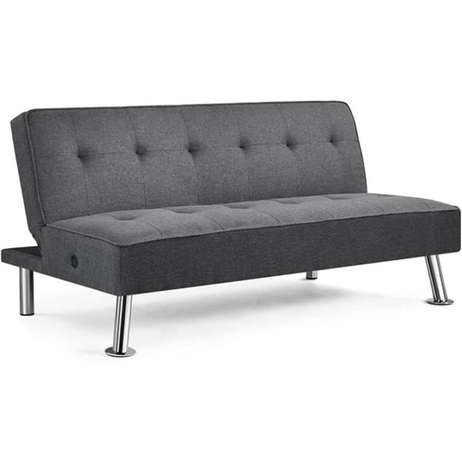 Alden Design Modern Convertible Futon with USB for $162