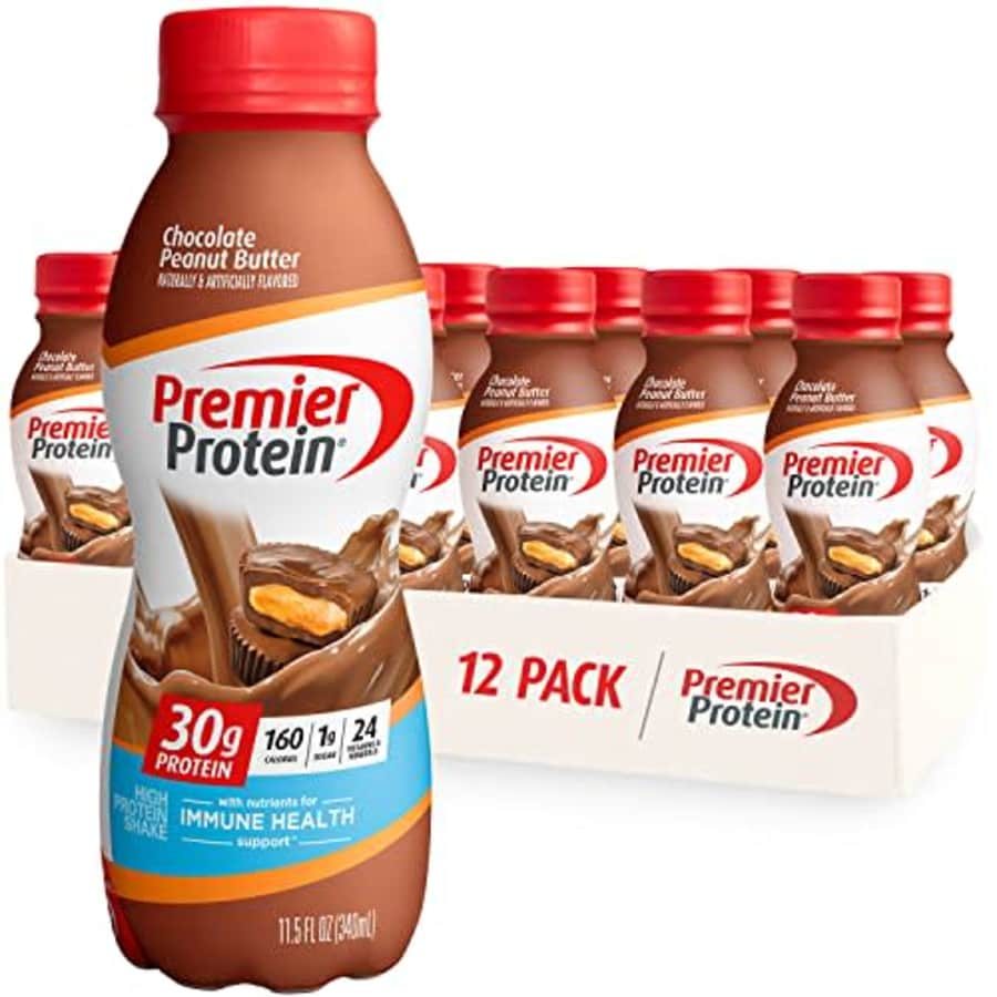 Premier Protein Shake, Chocolate Peanut Butter, 30g Protein, 1g Sugar, 24 Vitamins & Minerals, for $21