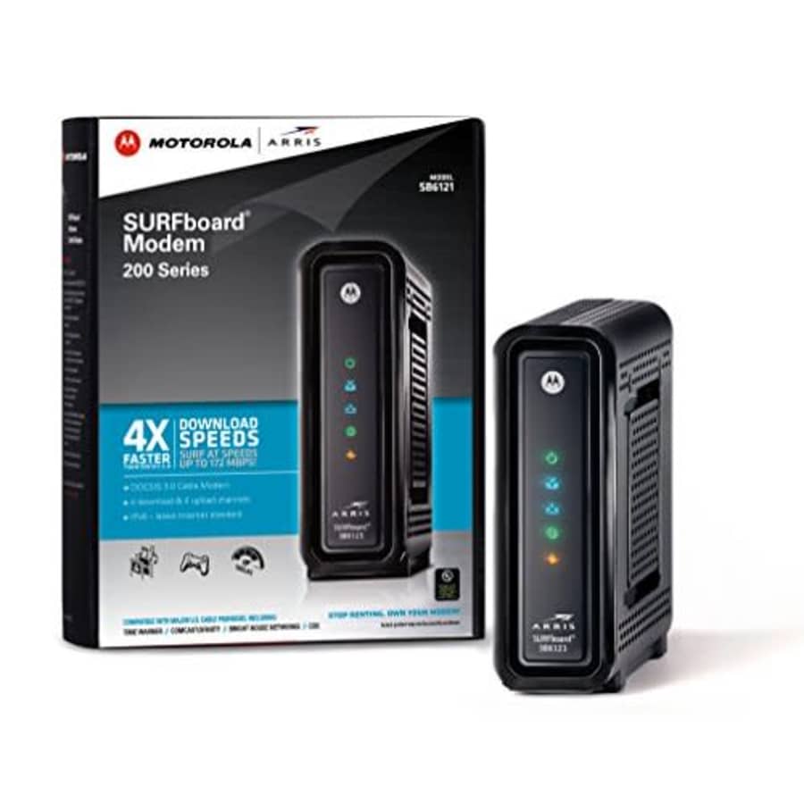 ARRIS SURFboard SB6121 4x4 DOCSIS 3.0 Cable Modem -Retail Packaging-Black for $72