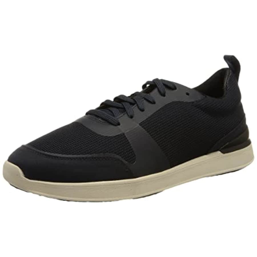 Clarks Mens Lt LaceTrainers, Navy Knit, 7 US Narrow for $45