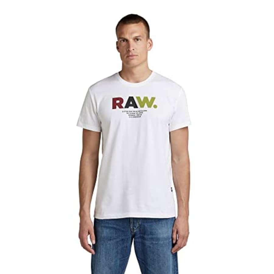G-Star Raw Men's Premium Graphic T-Shirt, Multi RAW: White, Small for $82