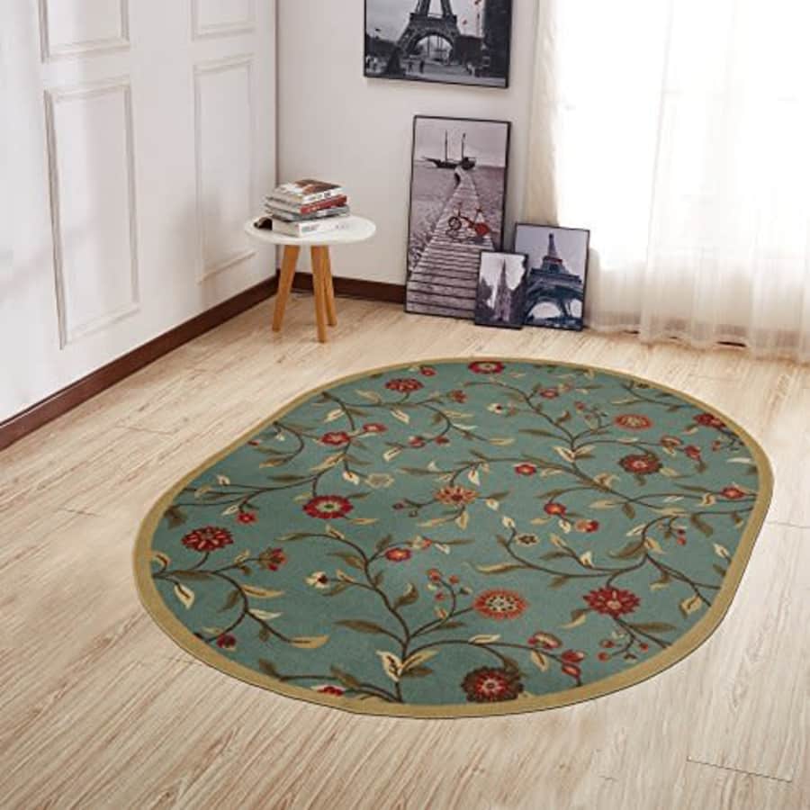 Ottomanson Home Collection Modern Area Rug, 5' X 6'6" Oval, Sage Green Floral for $44 Ottomanson Home Collection Modern Area Rug, 5' X 6'6" Oval, Sage Green Floral for $44