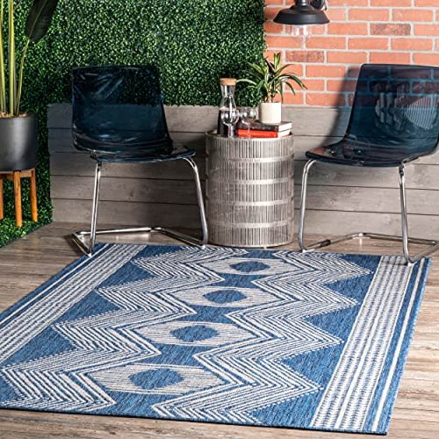 nuLOOM Ranya Tribal Indoor/Outdoor Area Rug, 5x8, Blue for $60
