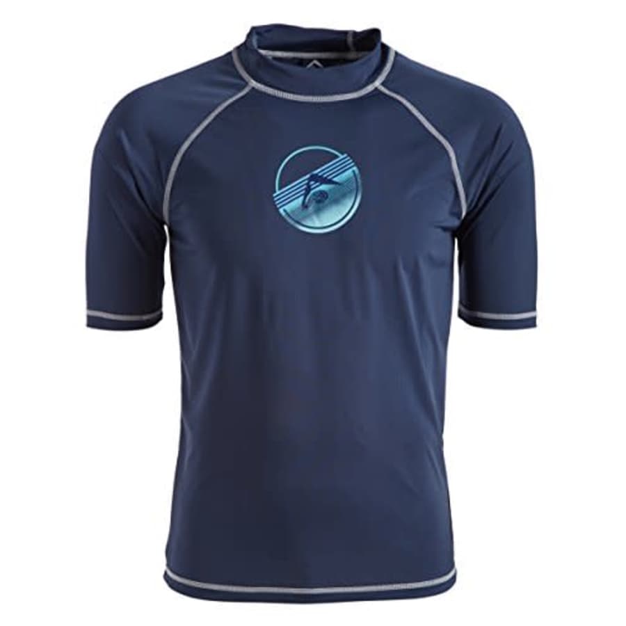 Kanu Surf Men's Mercury UPF 50+ Short Sleeve Sun Protective Rashguard Swim Shirt, Echelon Navy, for $13 Kanu Surf Men's Mercury UPF 50+ Short Sleeve Sun Protective Rashguard Swim Shirt, Echelon Navy, for $13