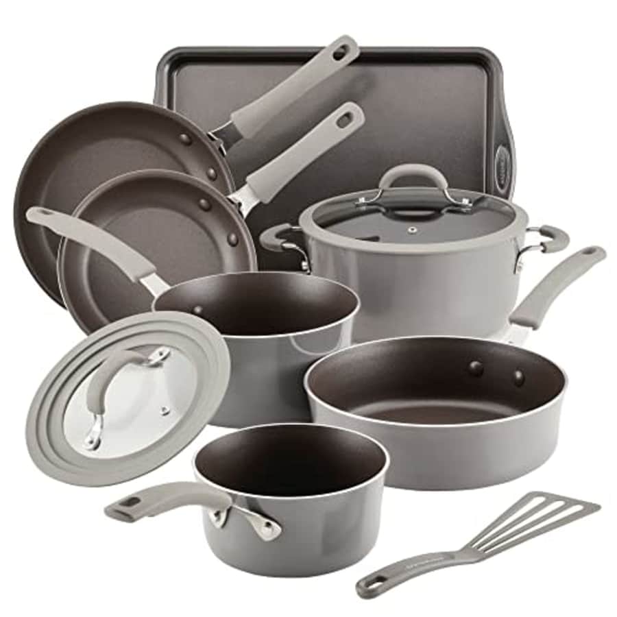 Rachael Ray Cook + Create Nonstick Cookware/Pots and Pan Set, 10 Piece, Gray for $268 Rachael Ray Cook + Create Nonstick Cookware/Pots and Pan Set, 10 Piece, Gray for $268