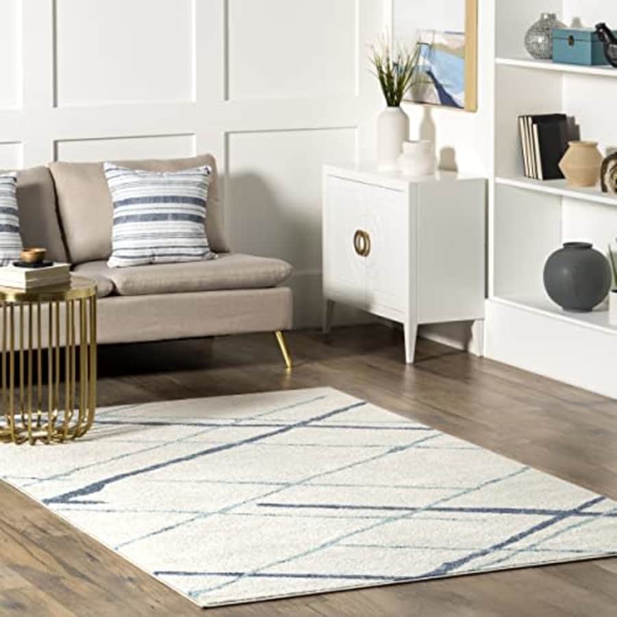 nuLOOM Thigpen Contemporary Area Rug - 5x8 Area Rug Modern/Contemporary Light Blue/Beige Rugs for for $80