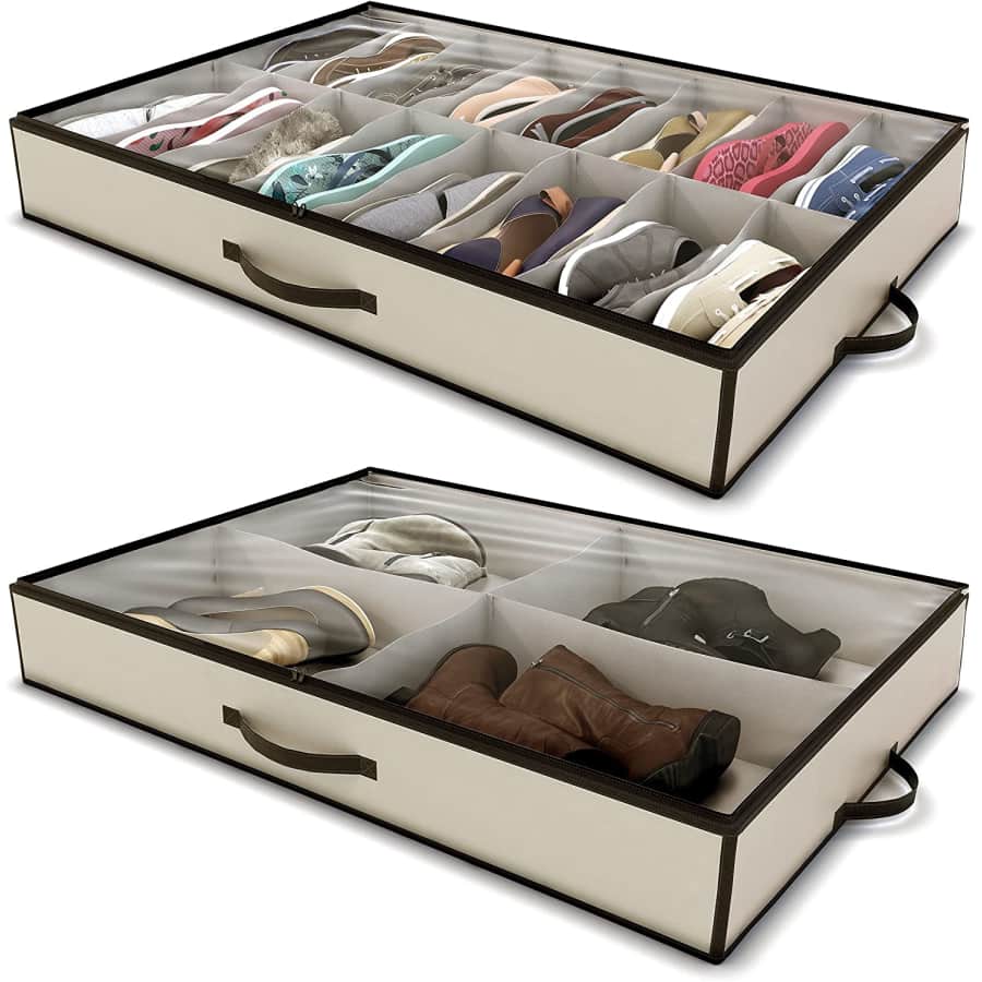 Woffit Under Bed Shoe Storage Organizer 2-Pack for $25
