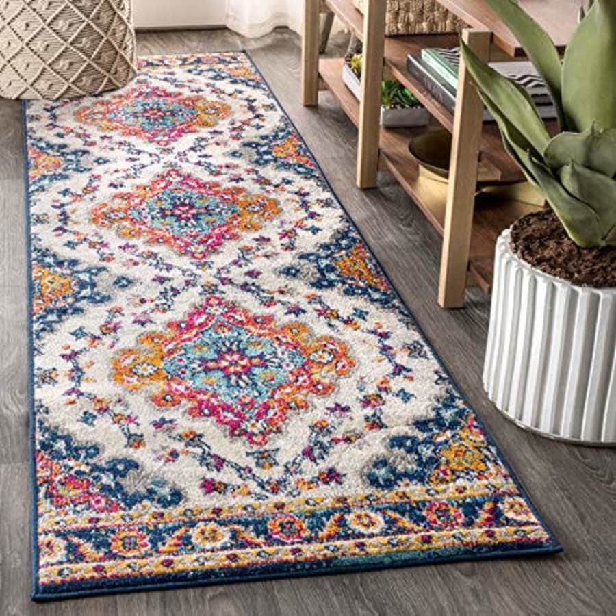 JONATHAN Y BMF106A-210 Bohemian Flair Boho Vintage Medallion Indoor Area-Rug Floral Easy-Cleaning for $40