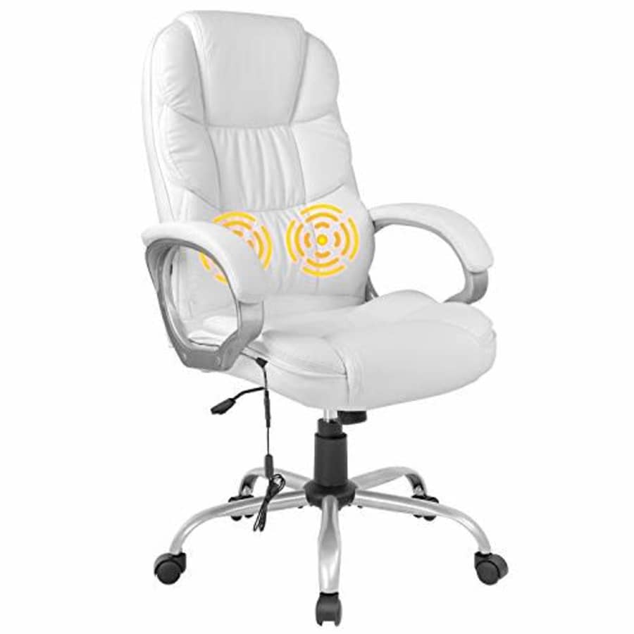 BestOffice Ergonomic White Faux Leather Executive Chair with Lumbar Support, Massage Vibration, for $105 BestOffice Ergonomic White Faux Leather Executive Chair with Lumbar Support, Massage Vibration, for $105