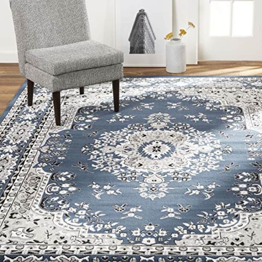 Home Dynamix Premium Sakarya Traditional Medallion Border Area Rug, Midnight Blue, 21"x35" Rectangle for $25