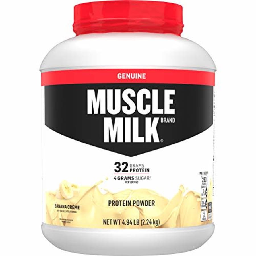 Muscle Milk Genuine Protein Powder, Banana Crme, 32g Protein, 4.94 Pound, 32 Servings for $51 Muscle Milk Genuine Protein Powder, Banana Crme, 32g Protein, 4.94 Pound, 32 Servings for $51
