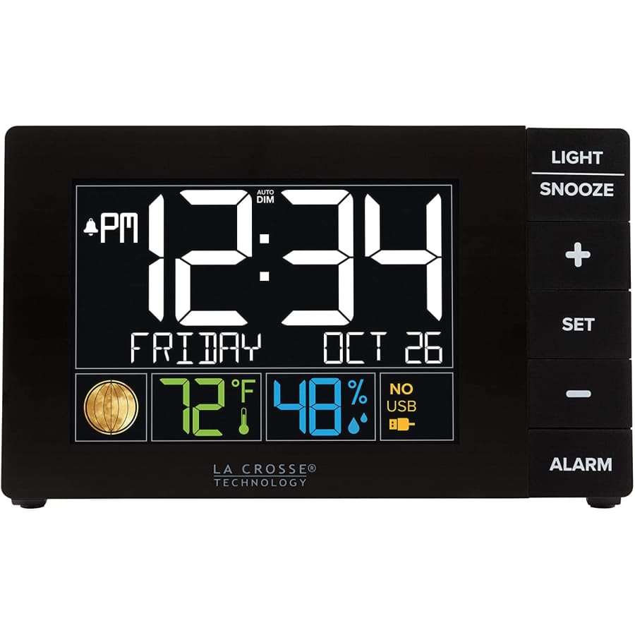 La Crosse Technology Multi-Color Alarm Clock w/ Temperature & Humidity for $50 La Crosse Technology Multi-Color Alarm Clock w/ Temperature & Humidity for $50