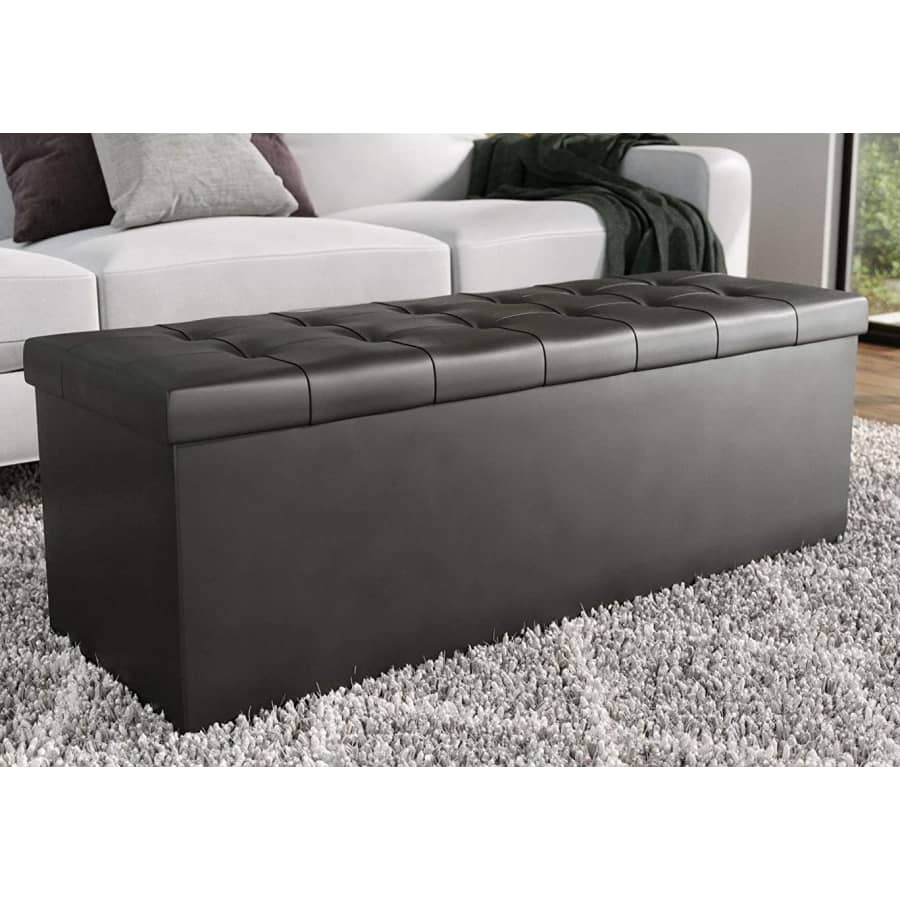 Edenbrook 43" Square-Tufted Foldable Storage Ottoman Bench for $44