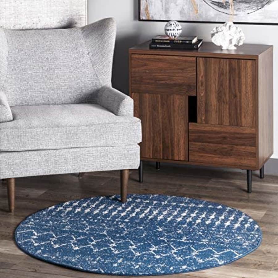 nuLOOM Moroccan Blythe Area Rug, 4' Round, Blue for $40 nuLOOM Moroccan Blythe Area Rug, 4' Round, Blue for $40