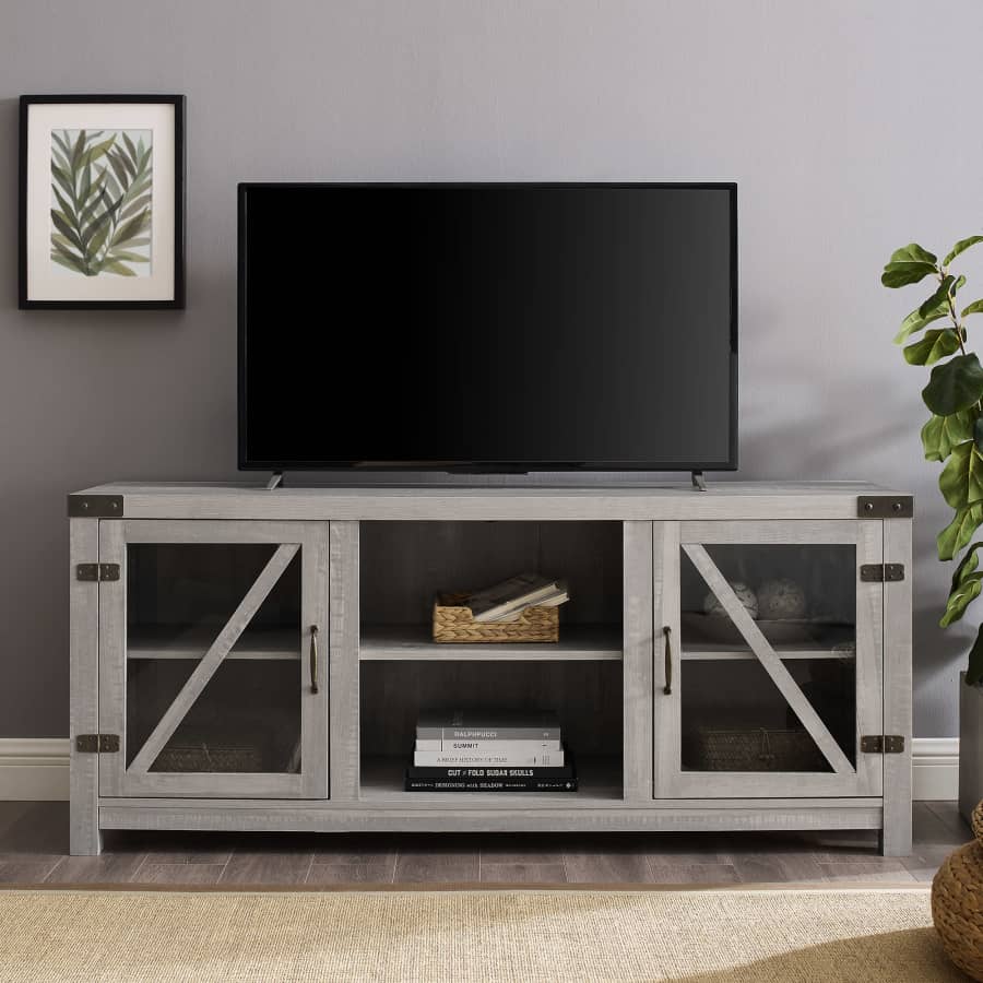 Manor Park Modern Farmhouse Barn Door TV Stand for $118