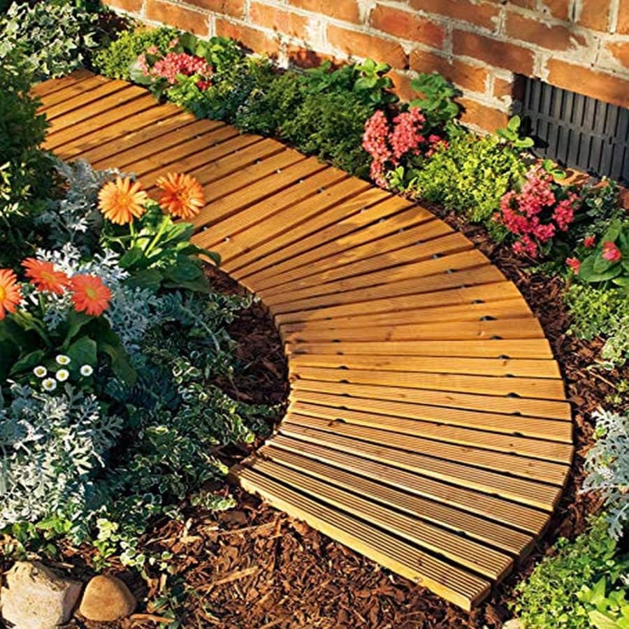 Plow & Hearth Roll Out Wooden Curved Garden Pathway for $44