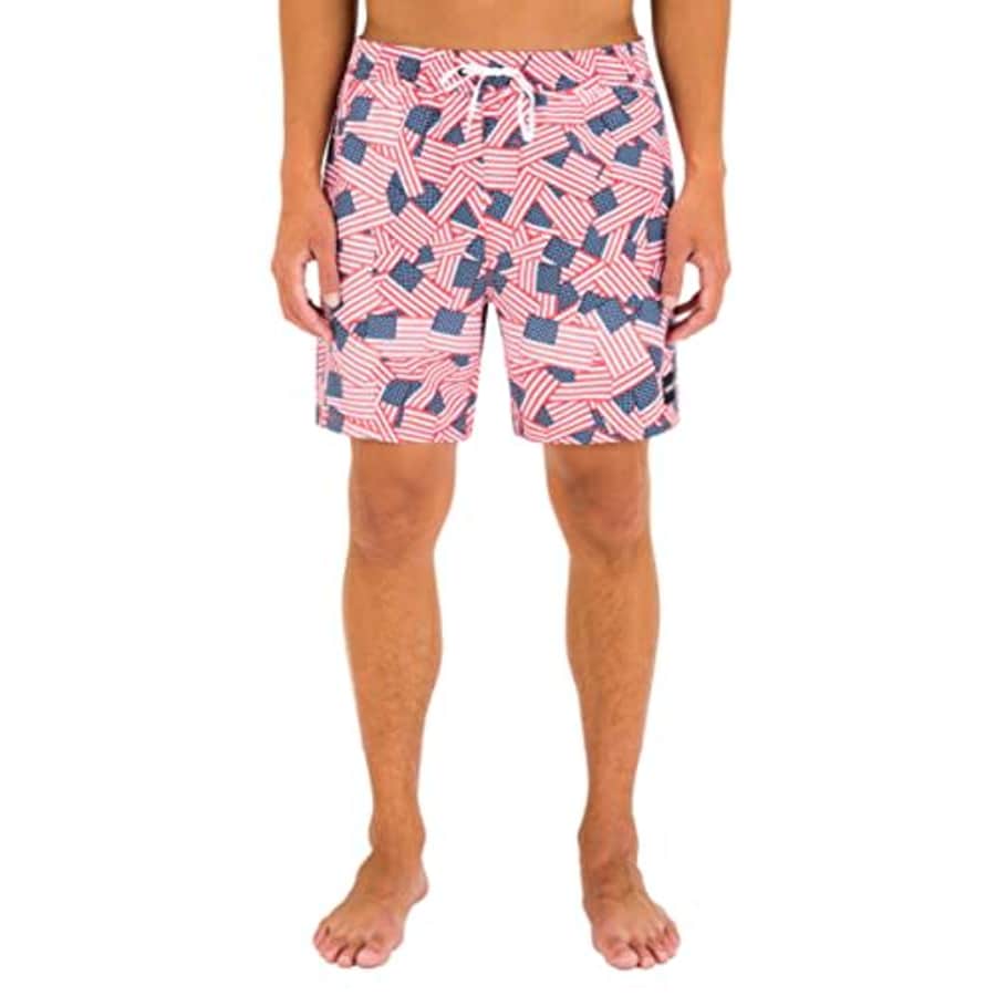 Hurley Men's Standard Printed 17" Volley Board Shorts, True Red, Medium for $75