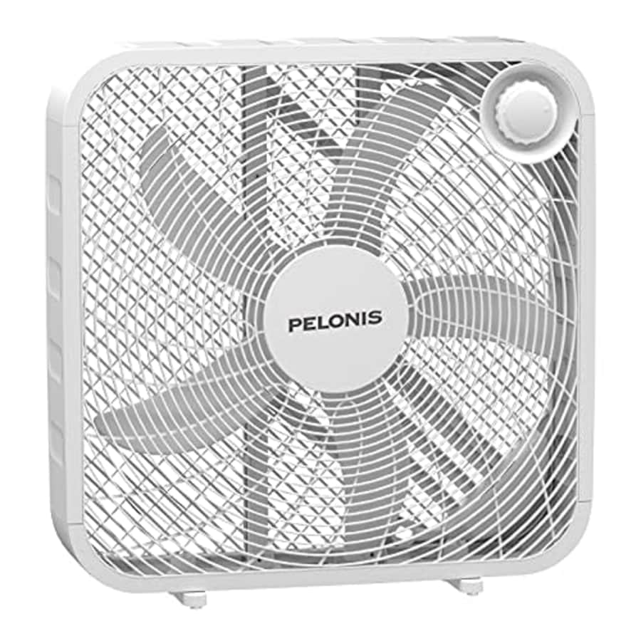 PELONIS PFB50A2BWW 3-Speed Box Fan for Full-Force Circulation with Air Conditioner, White, 2020 New for $38