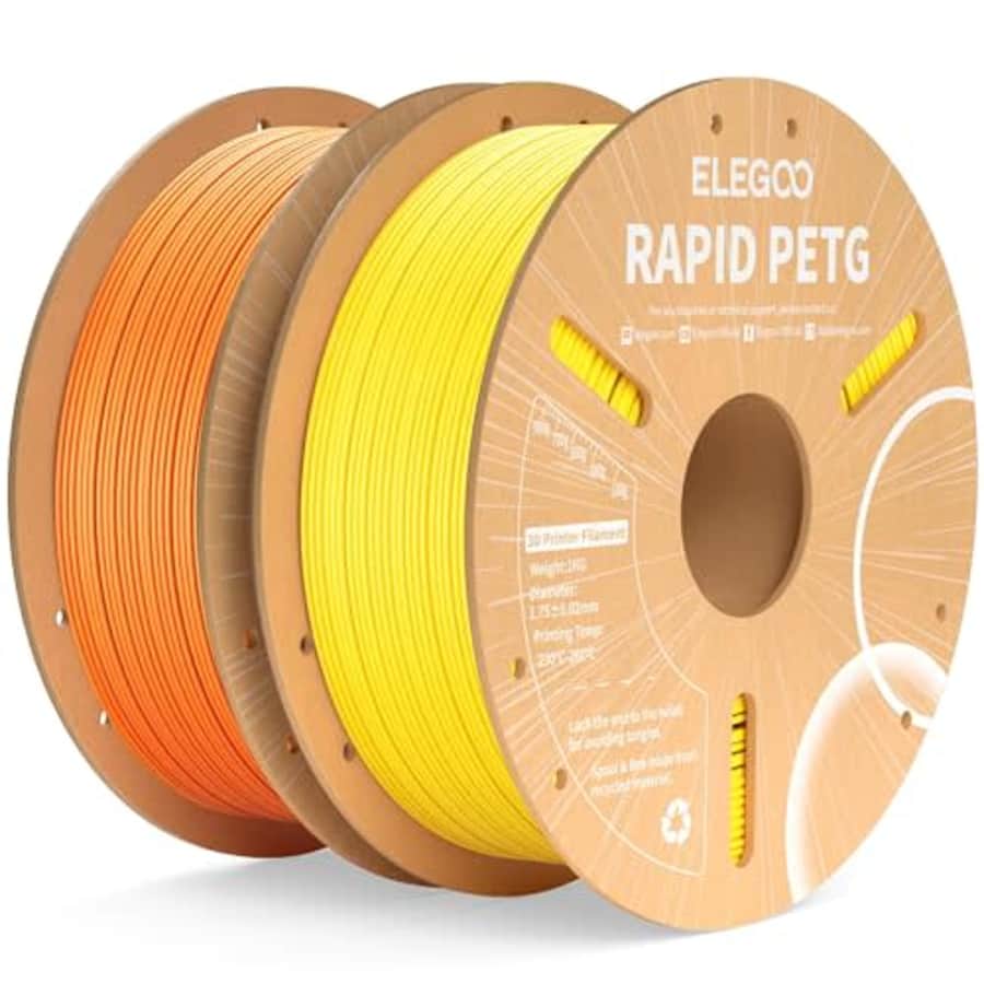 ELEGOO Rapid PETG Filament 1.75mm Yellow & Orange 2KG, High Speed Tough 3D Printer Filament for $28