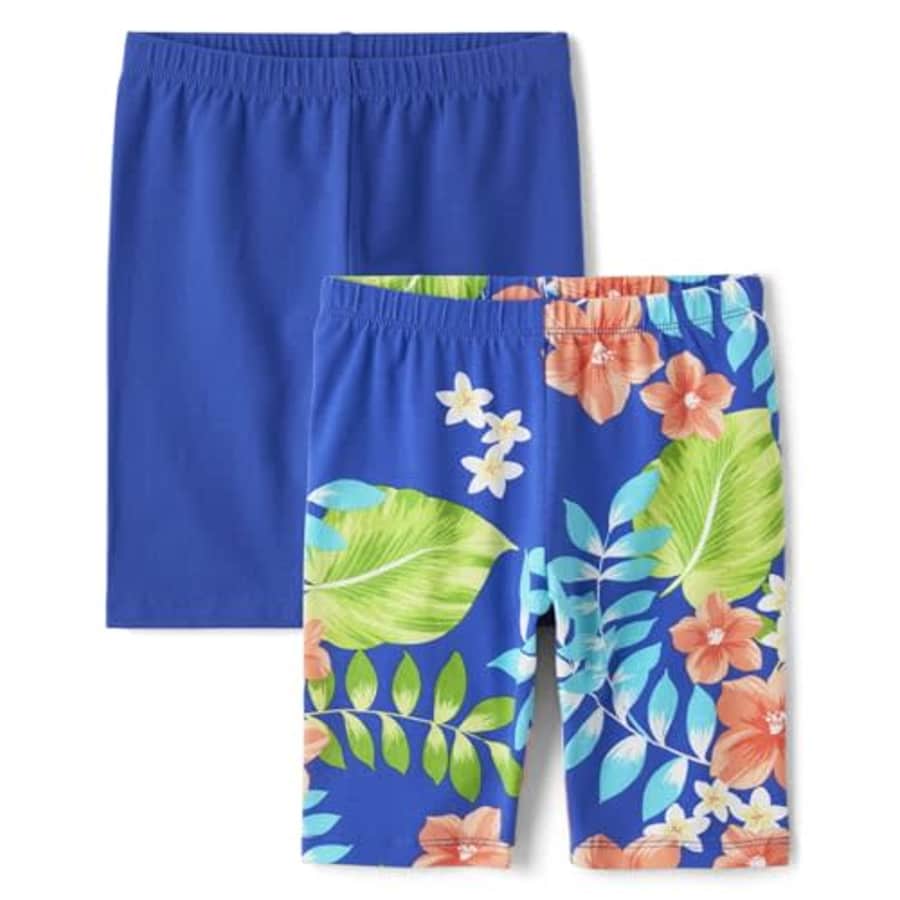 The Children's Place Girls' Bike Shorts, Tropical 2-Pack for $10