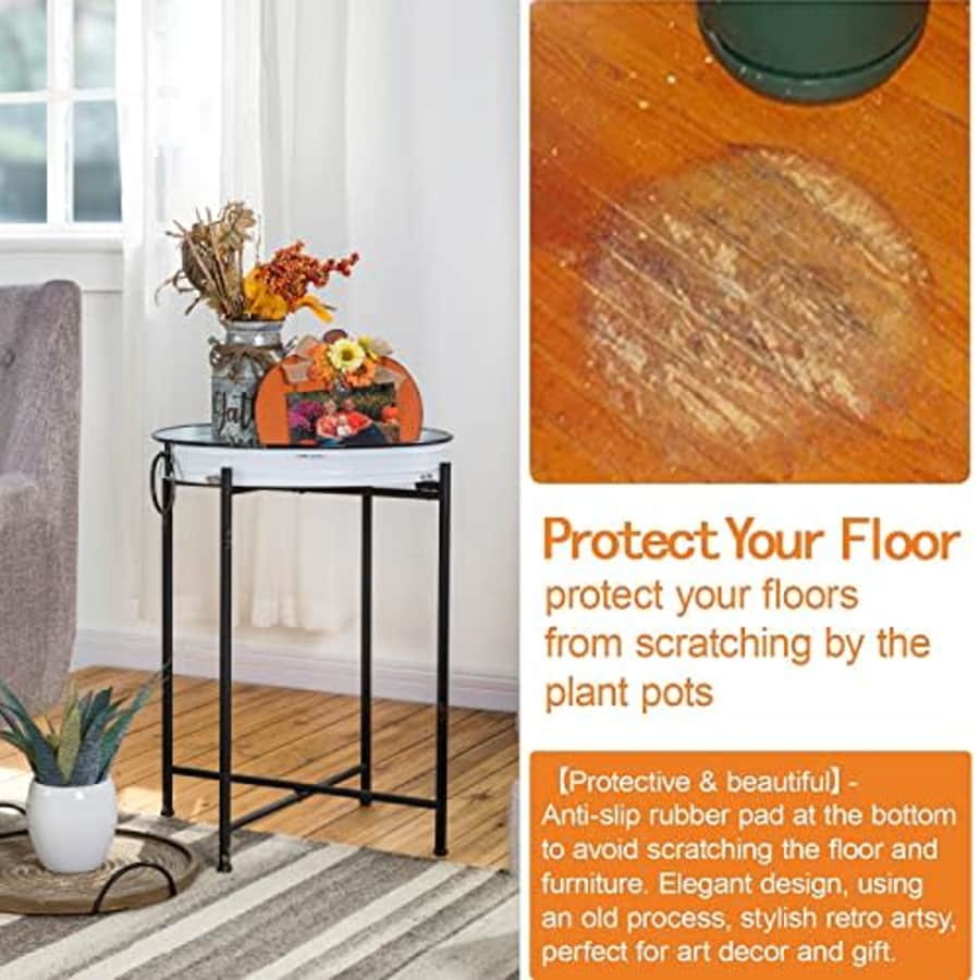 glitzhome 24.4" H Farmhouse Metal Plant Stand for Flower Pot with Removable Round Tray, Rustproof for $60