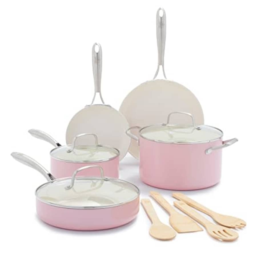 GreenLife Porpoise Cookware Set, 12 Piece, Pink for $108 GreenLife Porpoise Cookware Set, 12 Piece, Pink for $108