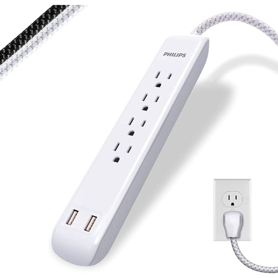 Philips 4-Outlet 2-Port Surge Protector Power Strip for $14
