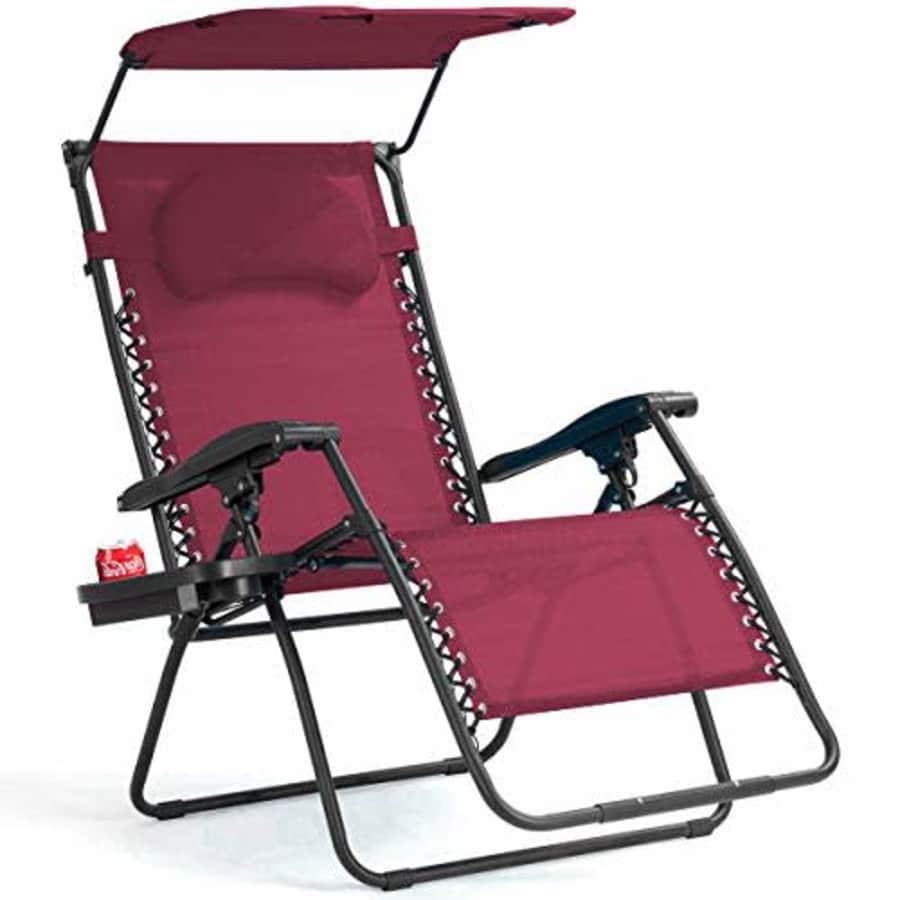 Goplus Folding Zero Gravity Lounge Chair Wide Recliner for Outdoor Beach Patio Pool w/Shade Canopy for $80