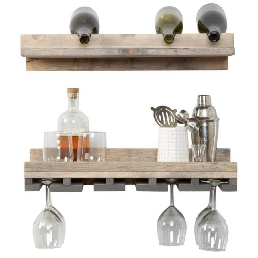 Del Hutson Designs Rustic Luxe 24" 5-Bottle Wood Wall-Mounted Wine Rack Set for $43